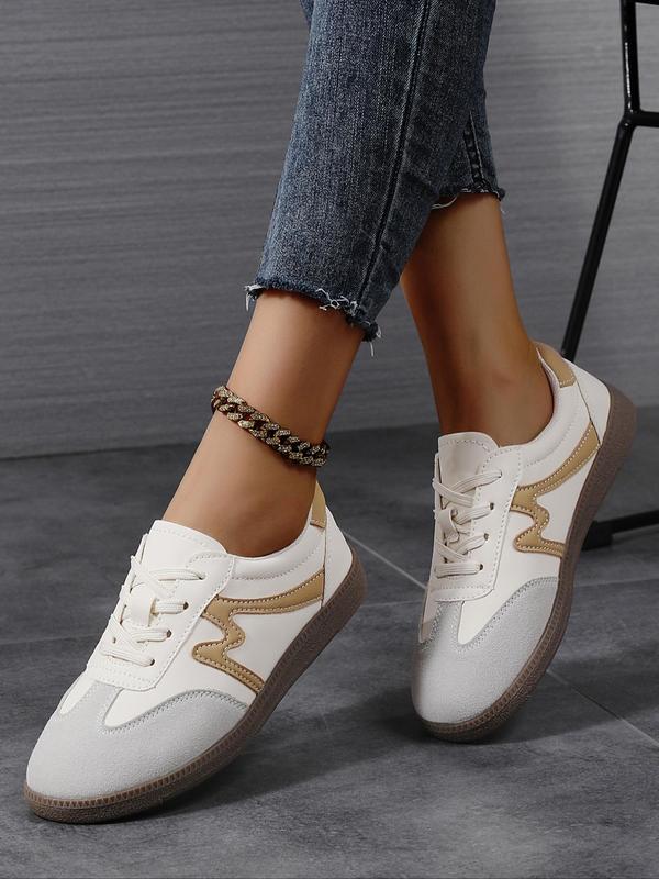 Women's Colorblock Lace Up Sneakers, Casual Breathable Comfortable Training Shoes, All-match Basic Shoes for Daily Wear 6