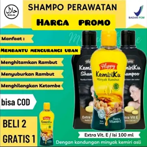 [ Paket 2 Shampo + 1 Minyak ] Shampo Kemiri Happy Kemiriku Shampoo Kemiri 100 ml - Bantu Atasi Uban | Sampo Kemiri | Sampo Kemiriku
