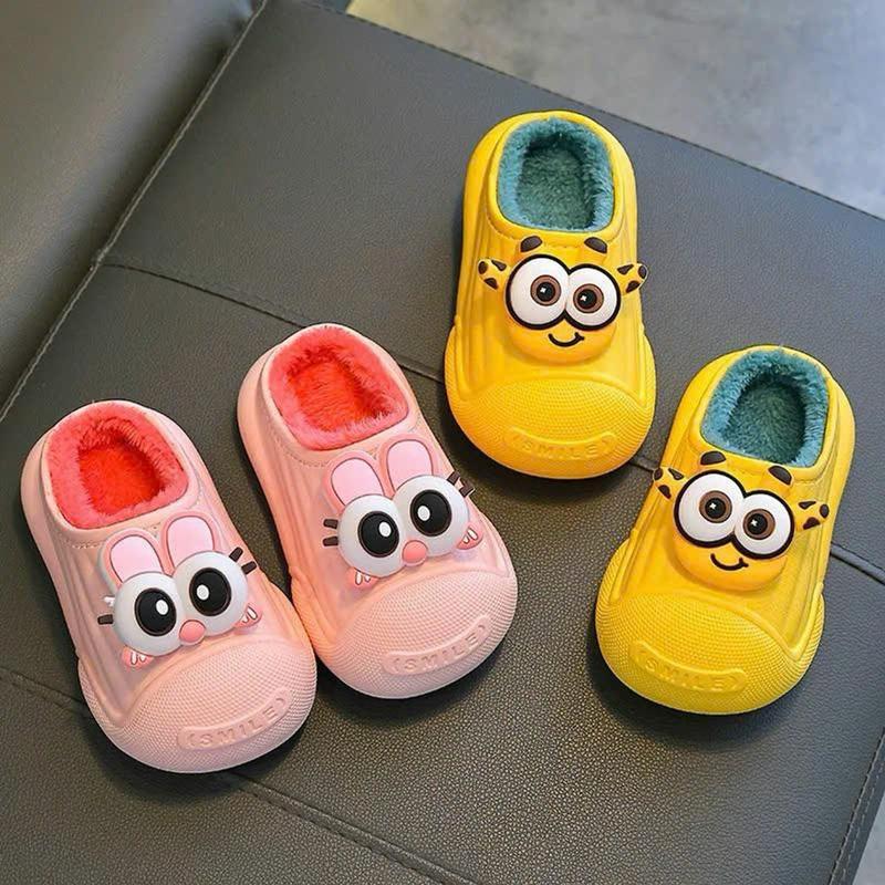 Dép bông trẻ em mùa đông dép bông chống thấm nước lót lông nhung giữ ấm cho bé trai bé gái dép định