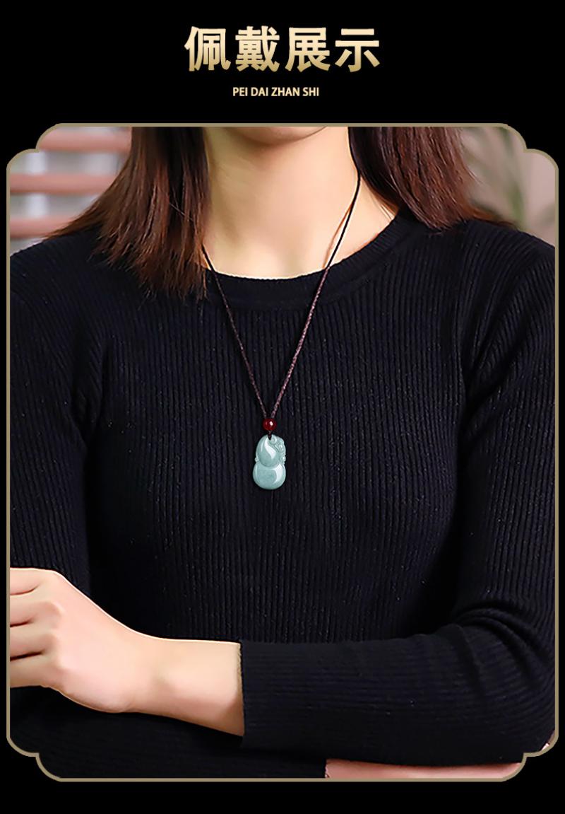 Product Introduction of Genuine Goods Natural Myanmar Fake Jadeite Calabash Pendent Jade Men's Pendant Women's Jade Pendant 3