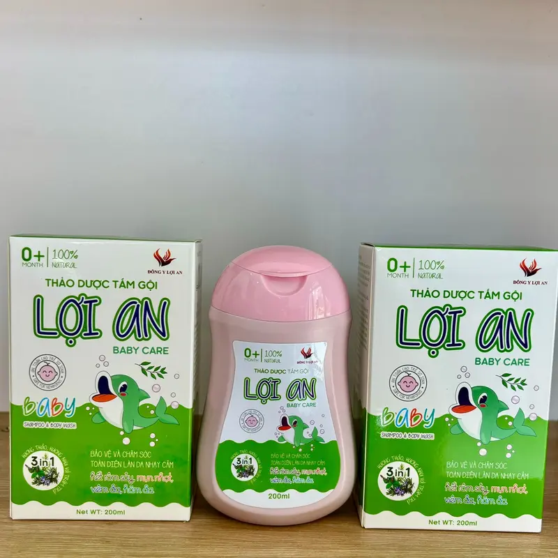 Sữa Tắm Gội Thảo Dược Lợi An Cho Bé Chính Hãng 200 ml - Hỗ trợ rôm sảy, mẫn ngứa, lông măng, vảy da đầu... nuoctam thaoduoc 8