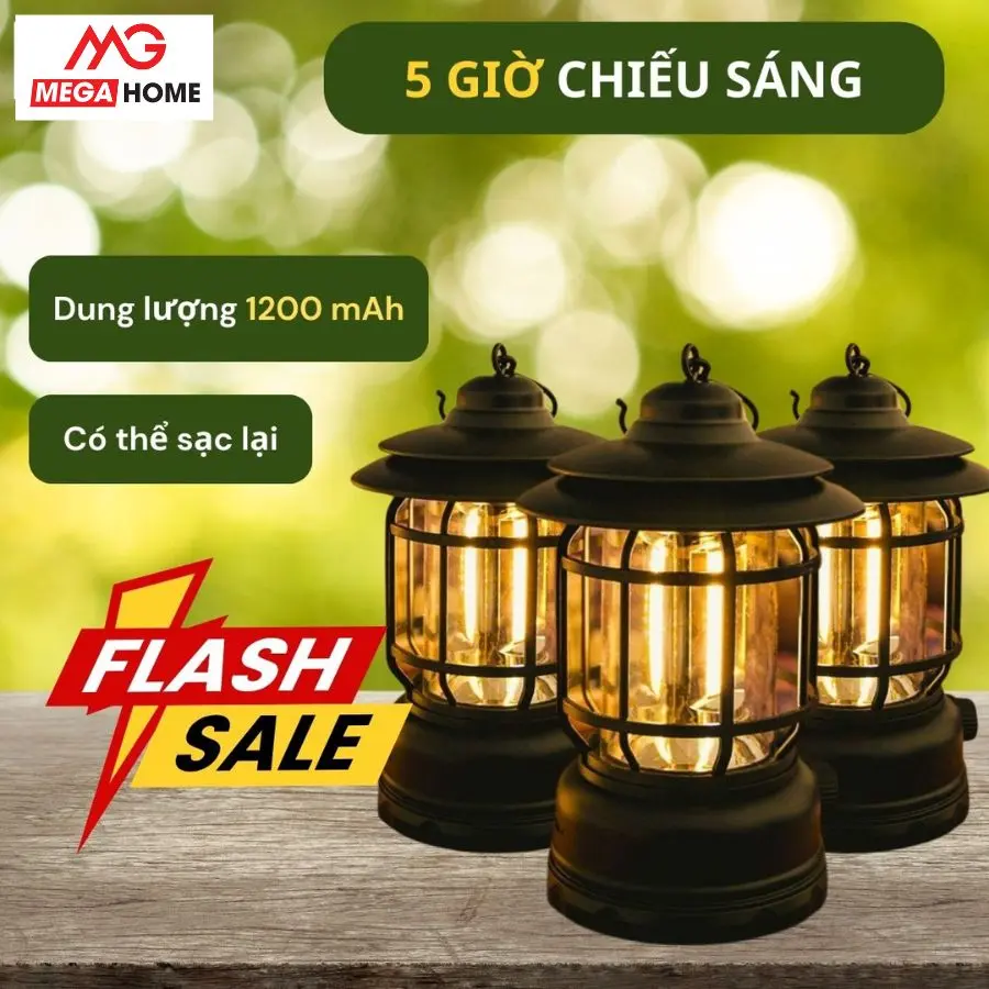 Đèn cắm trại dã ngoại cổ điển Picnic CamPing Pin tích điện sạc cổng USB Type-C