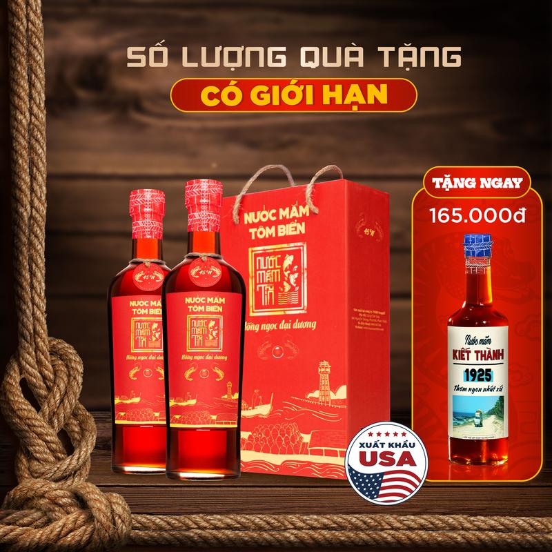 Combo 2 Chai Nước Mắm Tôm Biển độ đạm 45N tự nhiên - Nước Mắm Tĩn 500ml/chai Hồng Ngọc Đại Dương nguyên chất truyền thống sạch - TET