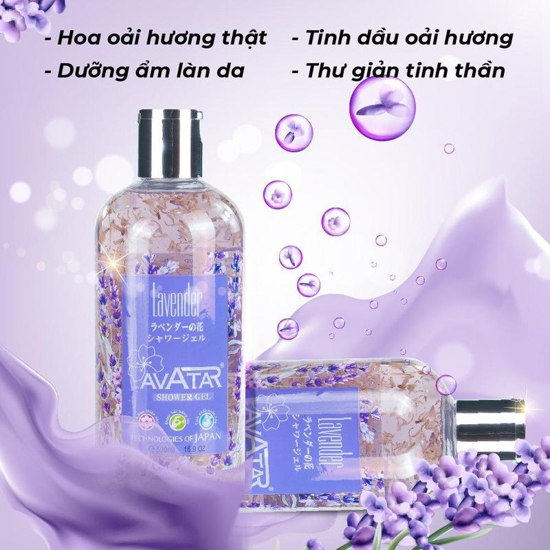Sữa Tắm Nước Hoa Nhật Bản Avatar, Bộ 3 Chai, Hương Thơm Hoa Oải Hương Thật, Hoa Hồng, Quế, Giúp Làm Trắng Và Mịn Da, 500ml / Chai, Thiết Kế Hoa Sen 4