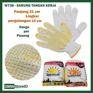 [1/3/6/12 Pasang] Sarung Tangan Kerja Matahari Antislip Working Glove Warna Putih & Hitam Murah W738