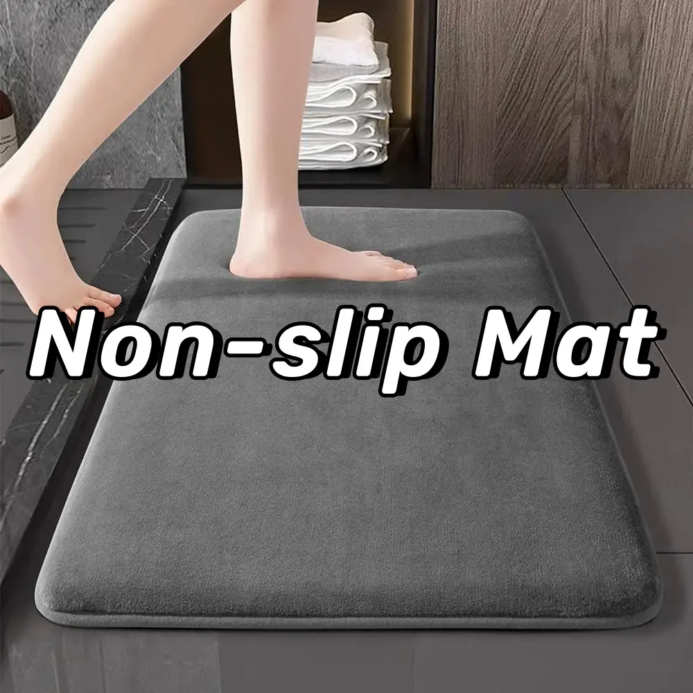 New Coral Velvet Solid Colour Floor Mat Bathroom Living Room Doorway Water-absorbent Non-slip Mat Rugs Bedroom Foot Mat Carpet