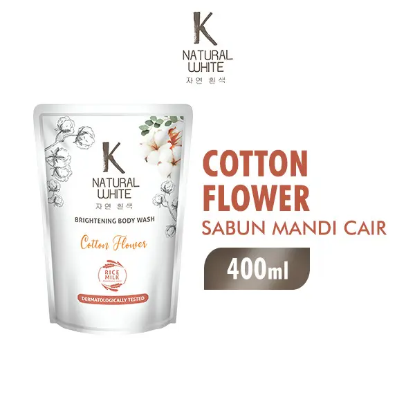 K Natural White Brightening Body Wash Cotton Flower Refill 400ml 400 ml / Sabun Mandi Cair isi ulang K Natural White Cotton Flower 400ml 1