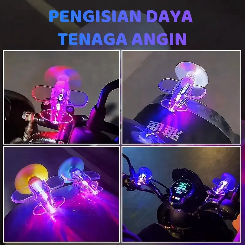 [Kerde]Dekorasi Motor Dan Mobil / Lampu Energi Angin-Memancarkan Cahaya Pesawat / Aksesoris Mobil 5