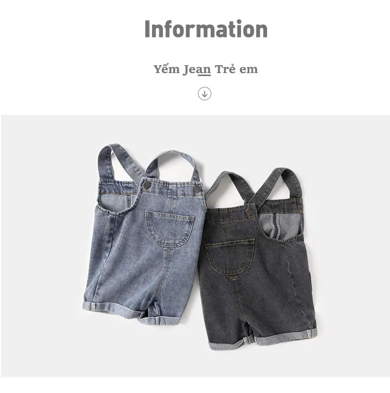 Yếm Jean Trẻ Em Gin Kids Store, Yếm Bò Cho Bé Trai Và Bé Gái, Chât Vai Jean Gin Baby Wear 2024 Sơ Mi