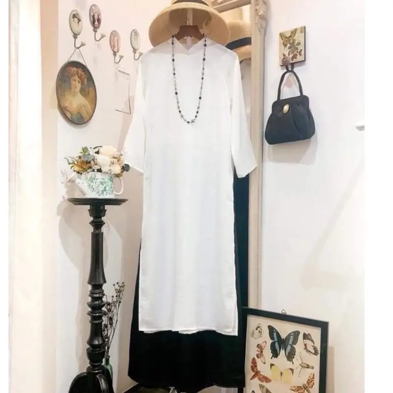 Áo dài cách tân BIG SIZE dáng xuông lụa tây thi cao cấp kèm quần 2