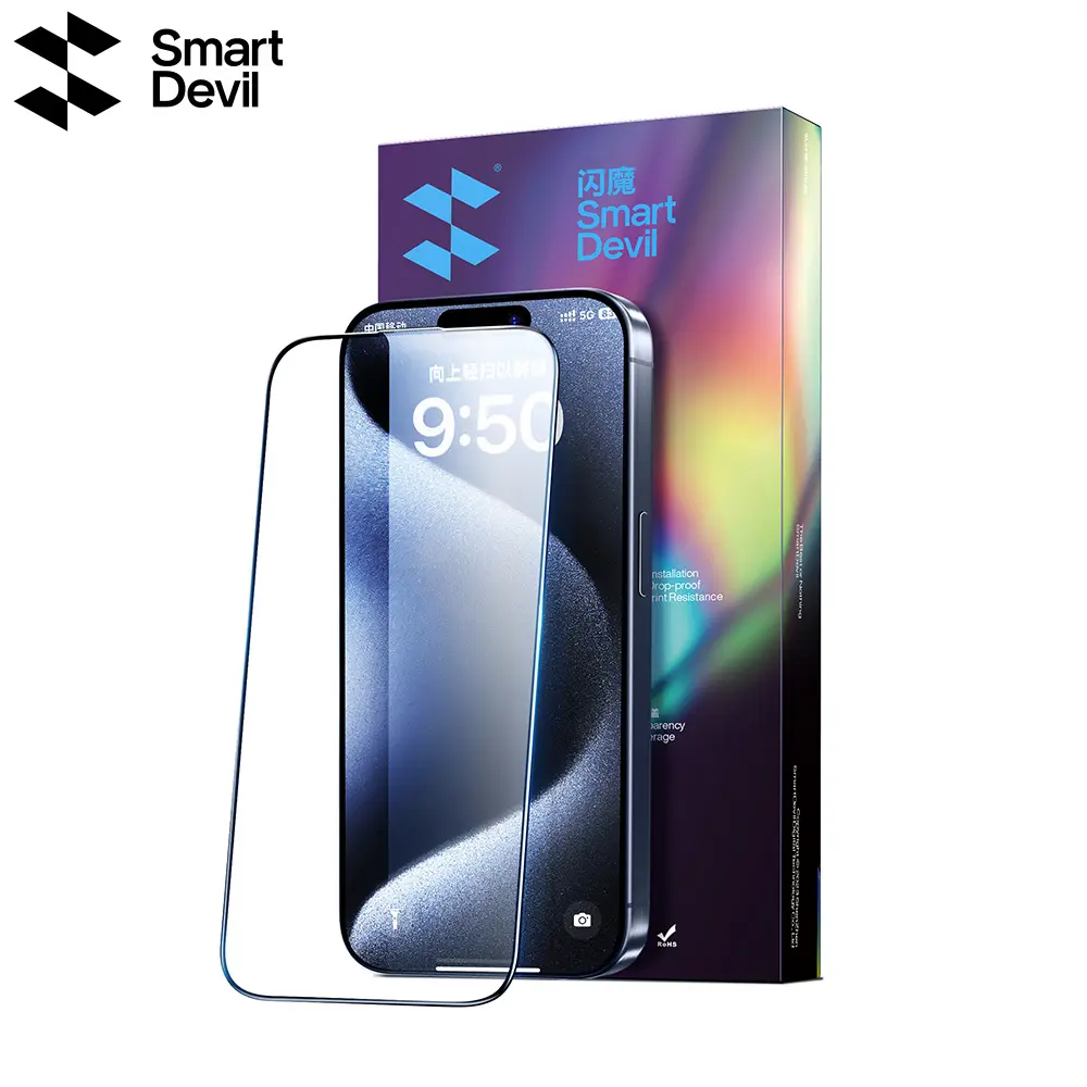 Kính cường lực Corning, SmartDevil, dành cho iPhone 15 và 14 Pro Max, Bảo vệ màn hình HD bao phủ toàn bộ, Dễ dàng lắp đặt, Tương thích với iPhone 15 Pro Phụ Kiện
