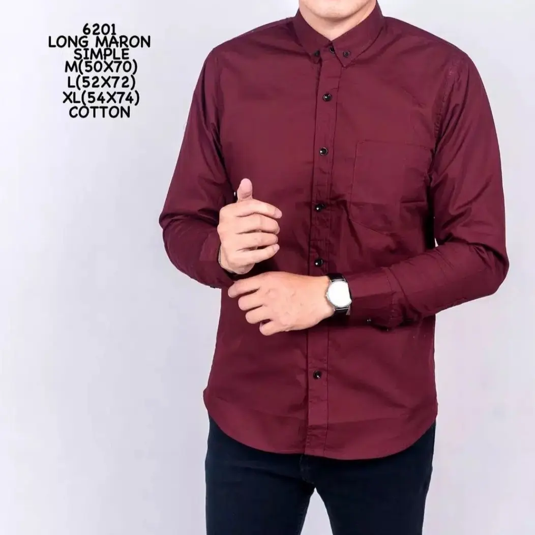 PROMO (COD) Kemeja Pria Lengan Panjang Kemeja Polos Pria Oxford Oxport Kemeja Hitam Baju Laki Laki Hem Lengan Panjang Pria Distro Casual Slimfit Cowok Motif Formal Putih Flanel Katun Putih Flanel Maroon