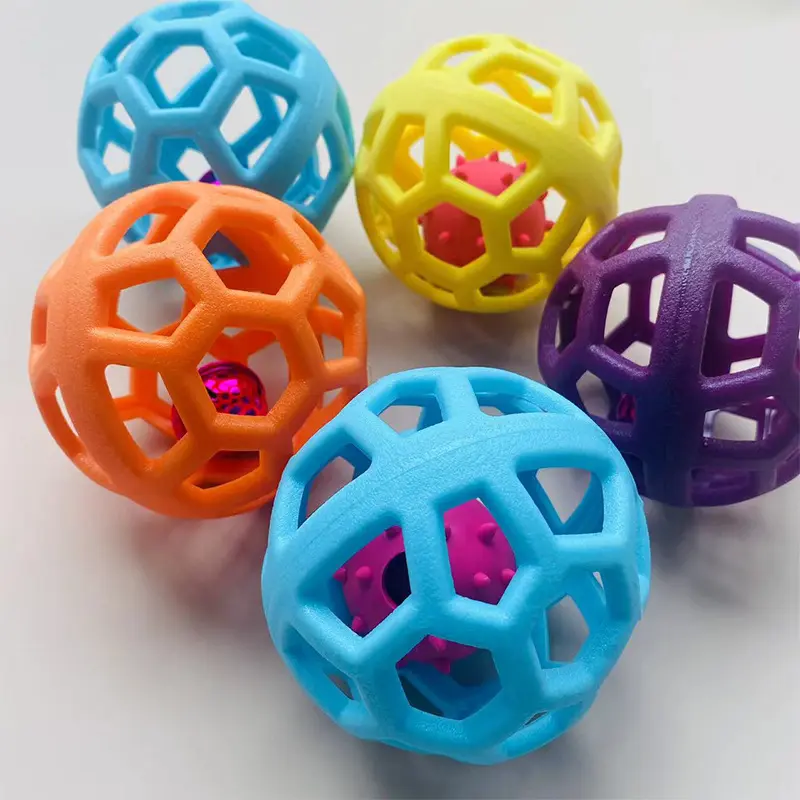 2025 Hollow Ball Puppy Toy Cat Toy TPR Rubber Ball Christmas Bell Pet Toy Ball
