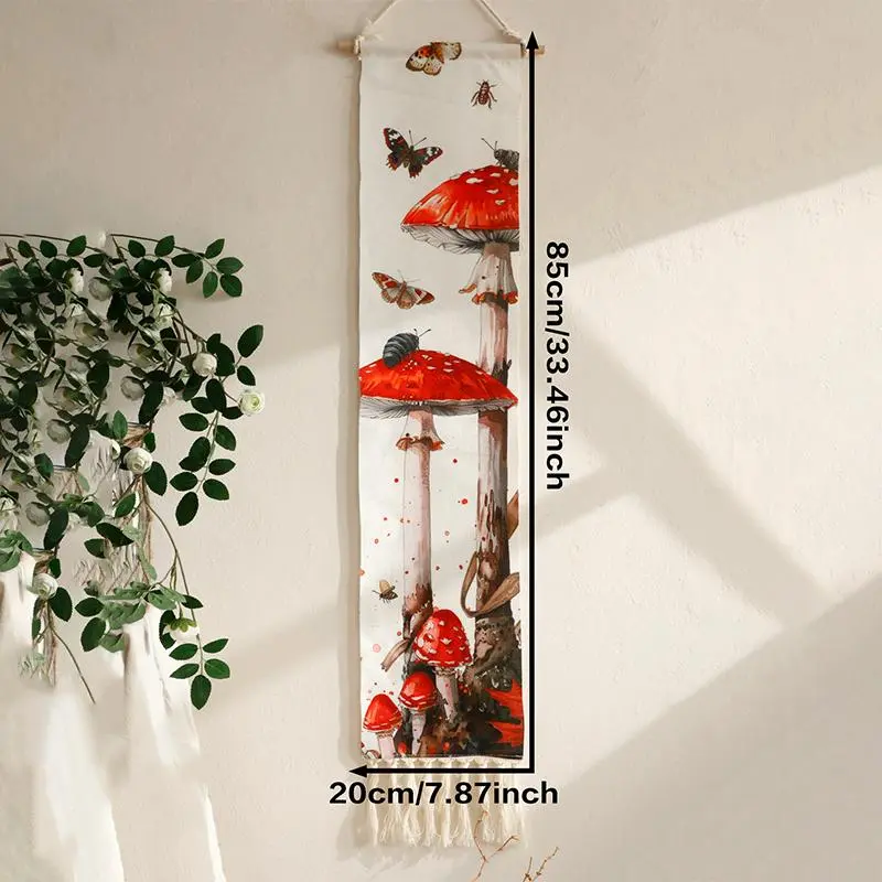 Mushroom & Butterfly Pattern Wall Hanging Tapestry, 1 Count Wooden Wall Decor, Wall Hanging Decor for Home Living Room Bedroom, Hangable 2