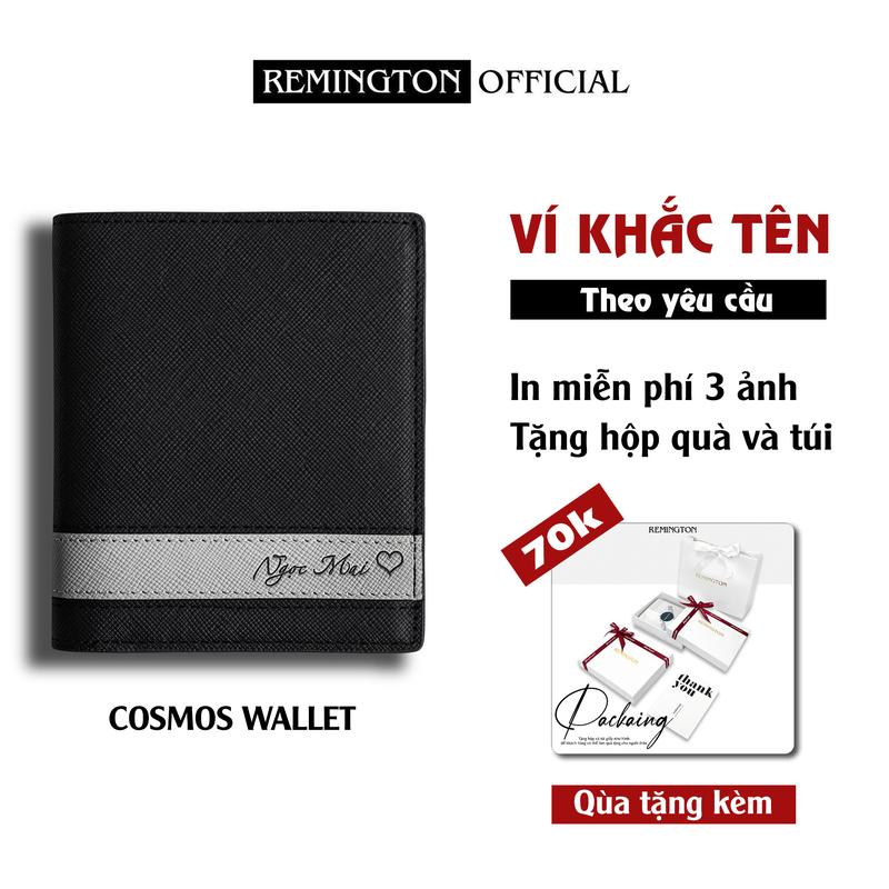 [ Fullbox Đã Gói Quà ] Ví nam khắc tên theo yêu cầu Remington - Cosmos đứng miễn phí in 3 ảnh và tặng kèm hộp, túi giấy làm quà tặng cho người yêu, chồng  hoặc bố Kem Wallet