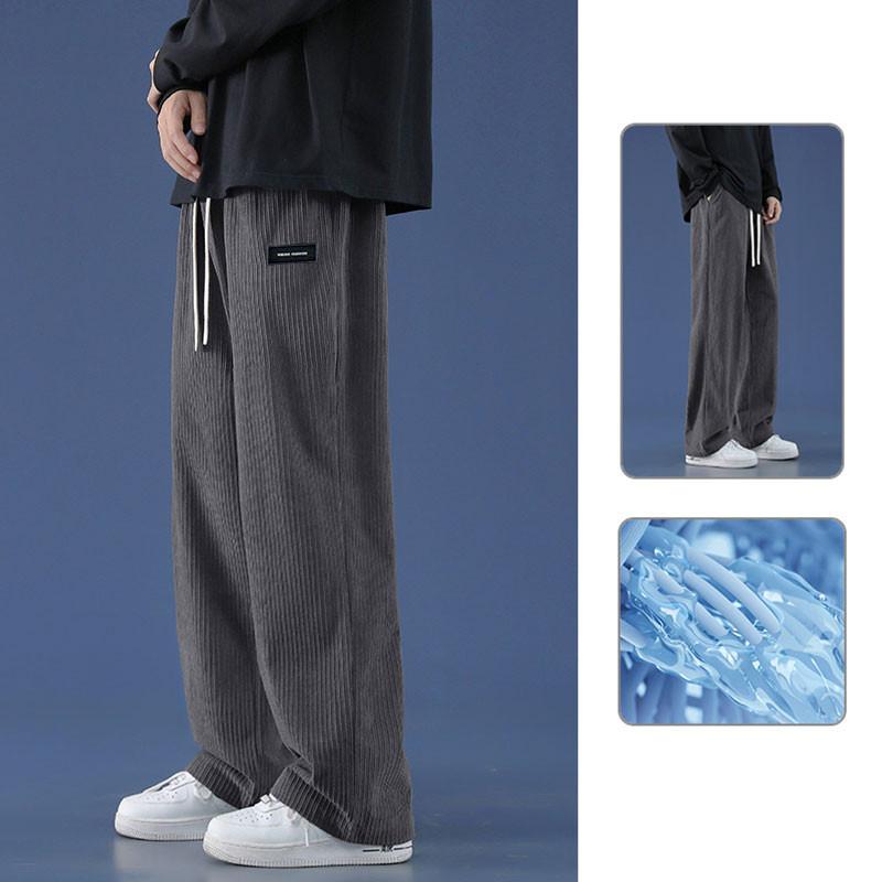 Plain Men Pants Loose Fit Men Long Pants Breathable Men Trousers with Elastic Waistline 0