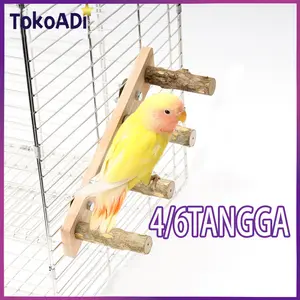 Wood Ladder Tangkringan Burung Kayu All Kind Bird Perch Natural Wood Bird Parrot Toy 4/6 Steps