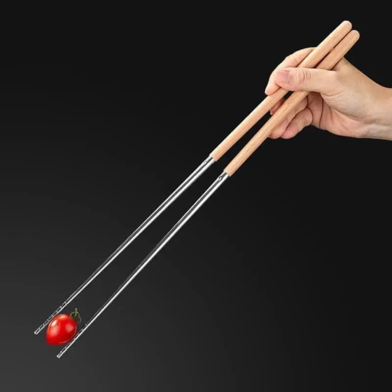 Set 2 đôi đũa chuyên xào nấu dài 40cm tay cầm gỗ cách nhiệt đầu đũa inox 304 an toàn tuyệt đối khi gặp nhiệt độ cao 0
