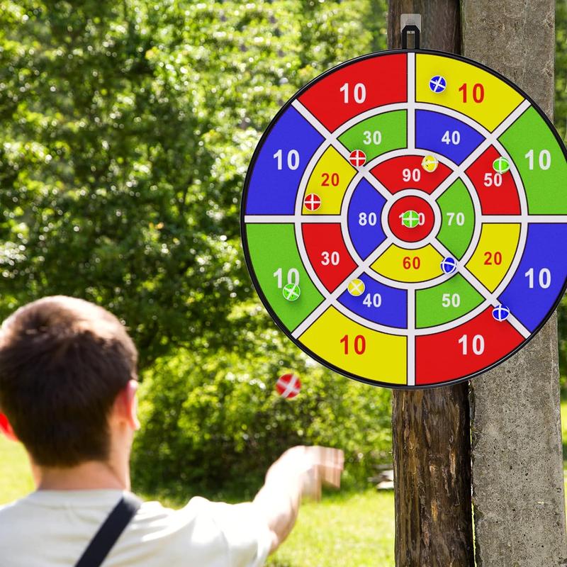 Sticky Ball Dart Board, 1 Set Foldable Dart Toys Including 1 Count Dart Board & 12pcs Balls, Portable Outdoor Indoor Fun Darts Game Toy for Beginners & Adults, Christmas Gift 4
