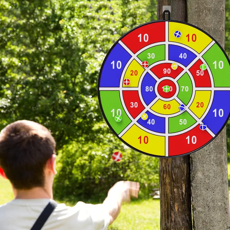 Sticky Ball Dart Board, 1 Set Foldable Dart Toys Including 1 Count Dart Board & 12pcs Balls, Portable Outdoor Indoor Fun Darts Game Toy for Beginners & Adults, Christmas Gift 3