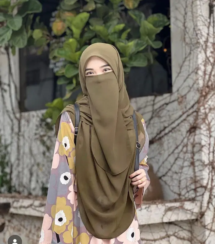 khimar segi empat oval set cadar khimar malay curve ceruty babydoll Muslim Jilbab Layer Kerudung Syari Cantik 3