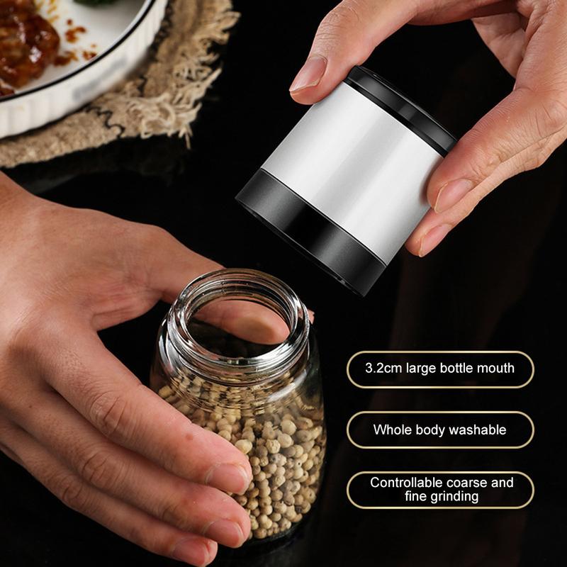 Product Introduction of Salt And Pepper Grinder Refillable Pepper Shaker With Adjustable Thickness Spice Container Kitchen Manual Grinder Spice Mill 4