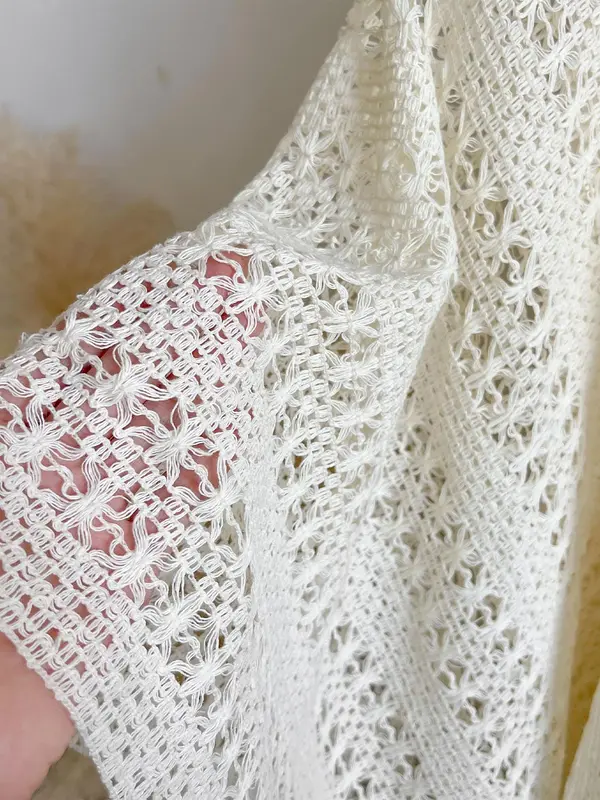 Women's Solid Color Lace Trim Poncho Cape, Casual Soft Comfortable Shawl for Daily Wear, Fashion White Clothing Accessories for All Seasons, Clothes 4