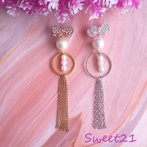 Bros Juntai Ring Mutiara Tengah Rantai Bros Hijab Sweet21 Peniti Hijab TSTMH016