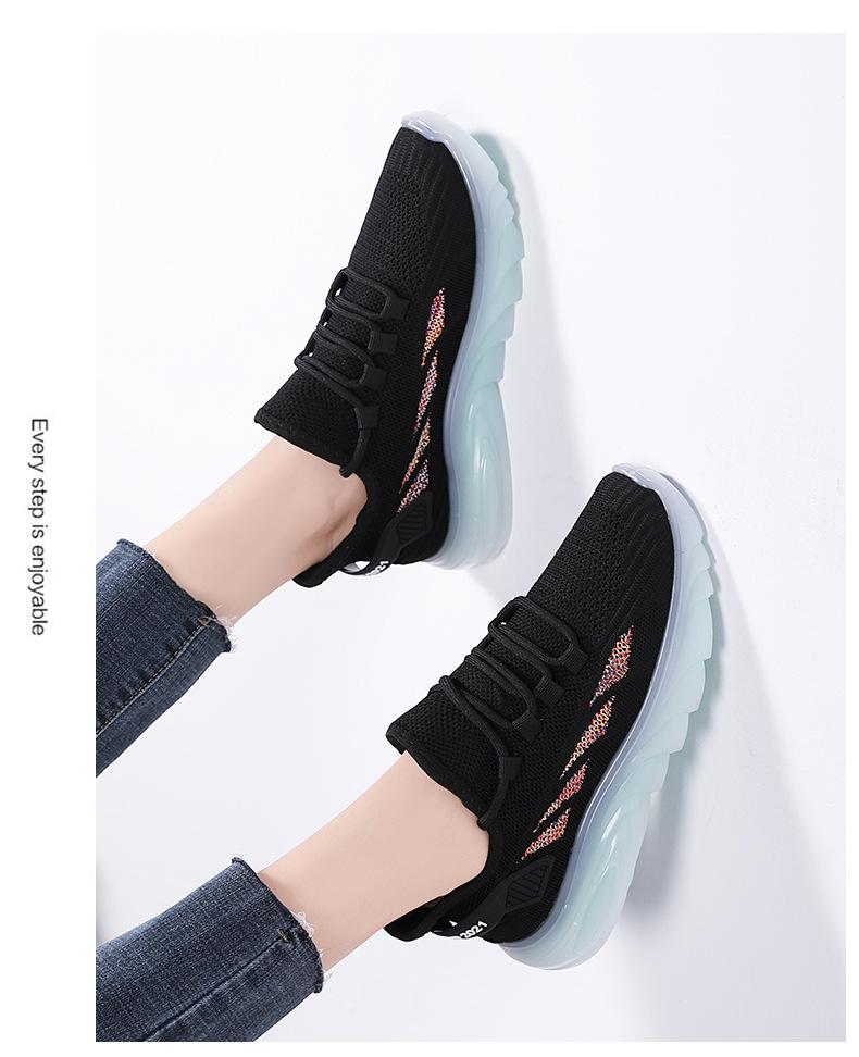 Product Introduction of Women's New Shoes for Spring Flyknit Breathable Casual Shoes Fashion Versatile Sneaker Jelly Bottom Old Beijing Cloth Shoes Pumps Closed Trainers 24