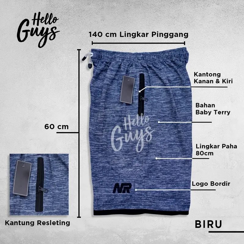 Celana pendek jumbo bb 120kg 110kg 100kg 90kg 80kg ukuran 3XL - 4XL motif polos kantung resleting 2