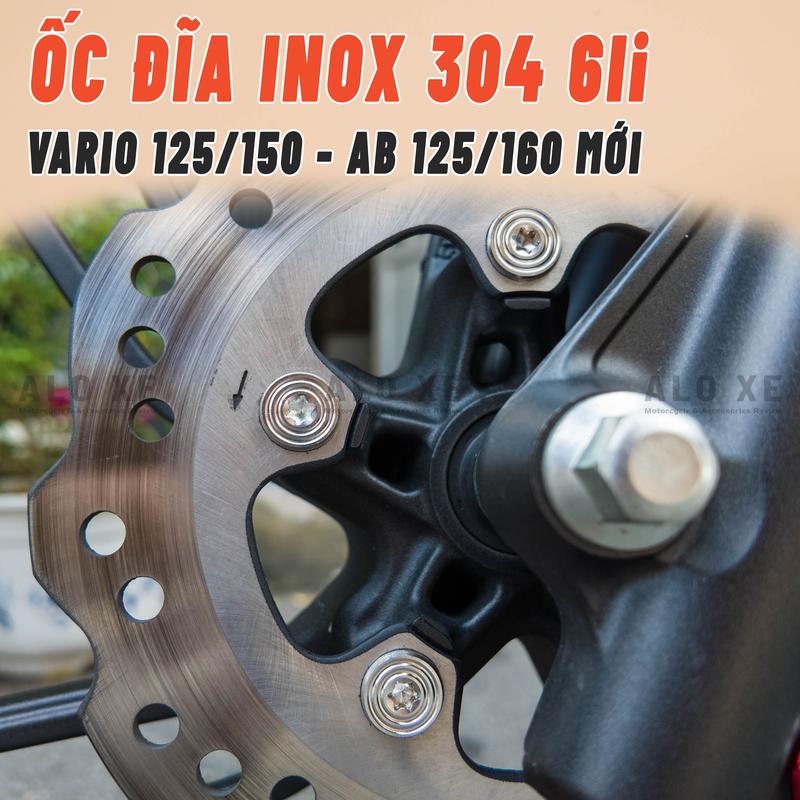 Combo 5 Ốc Đĩa Salaya Inox 304 6li15 mẫu Thái, Sao cho xe Vario/Click 125/150 và AB 125/160 2020-2025 Phụ Kiện - Phụ Tùng xemay