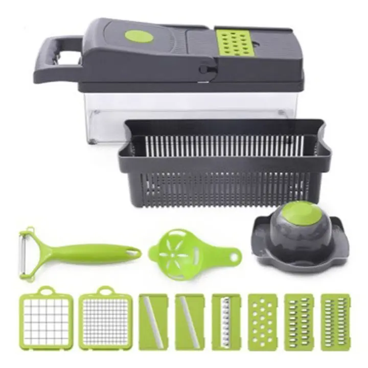 Bộ Dụng Cụ Nạo Rau Củ Quả Đa Năng 14 IN 1 Tiện Dụng, Dụng Cụ Thái Lát Rau củ Kèm Hộp Và Nắp Siêu Tiện Lợi 1