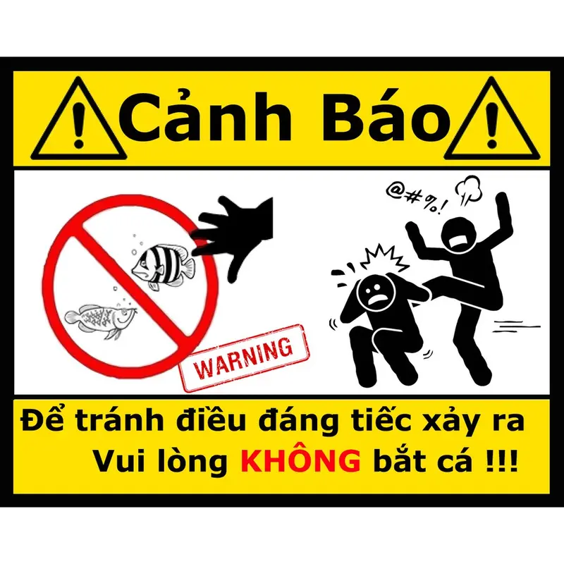 Logo cảnh báo vui nhộn dán bể cá cảnh , có keo sẵn , nhiều mẫu mã 7