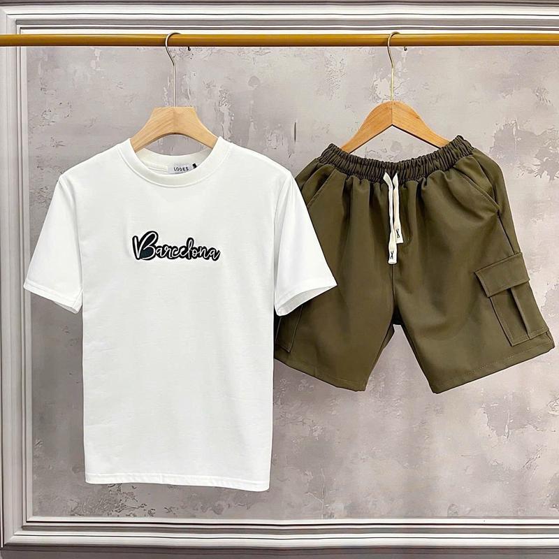 Set đồ bộ nam cổ tròn cộc tay chất liệu áo thun cotton quần vải kaki  by iamthyu - B114 Menswear Áo Quần