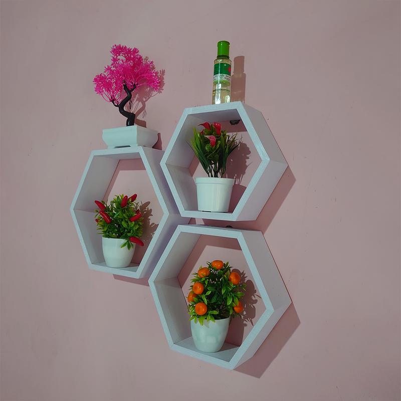 AK SEGI ENAM 3 PCS-rak dinding HEXSAGONAL,rak dinding minimalis,Hexsagonal kayu,hiasan dinding 4