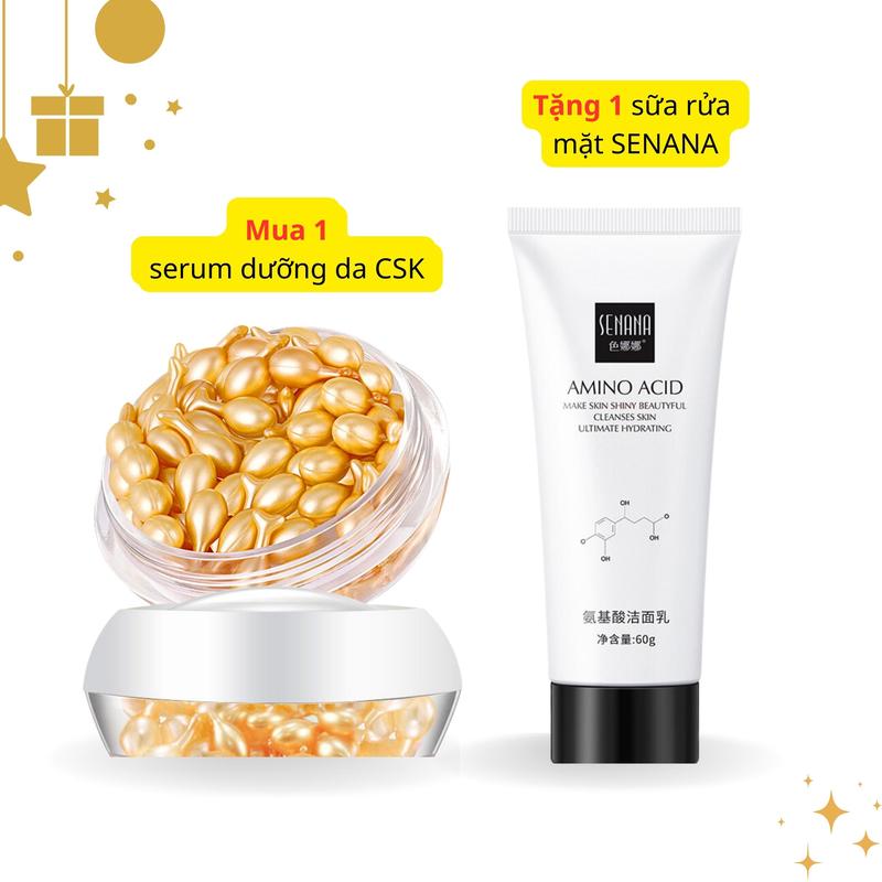 Serum Dưỡng Da Tinh Chất Nhau Thai Cừu CSK 30 Viên TẶNG KÈM Sữa Rửa Mặt SENANA 60g Skincare Nữ Dưỡng Ẩm Da Làm Đẹp Da Chăm Sóc Da Women Cấp Ẩm