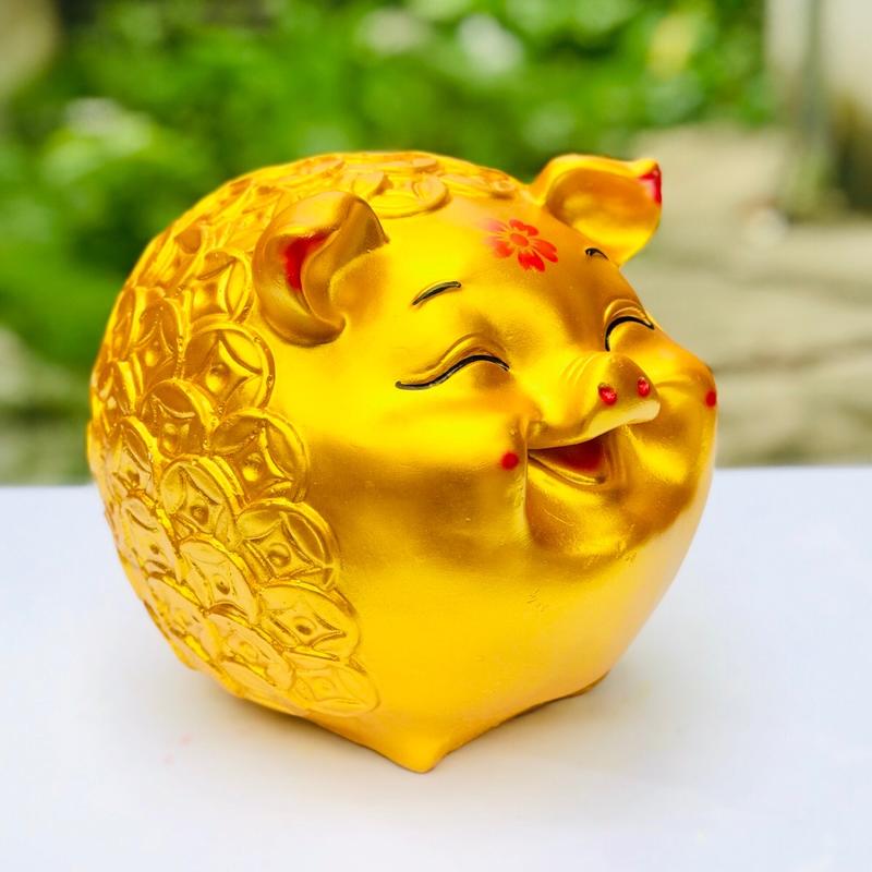 Heo đất Lợn đất HÍP TIỀN VÀNG | Size To | Decor | Ống Tiết kiệm Tiền | Kèm Ảnh thật Ống Heo Đựng Tiền
