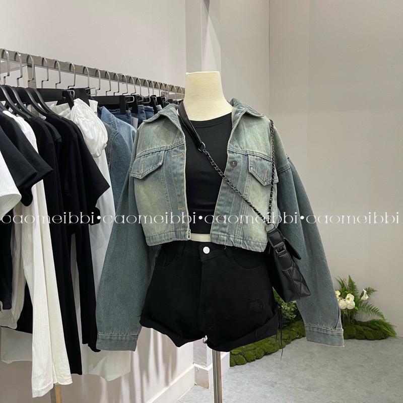 CAOMEIBBI - ÁO KHOÁC JEANS NGẮN TAY DÀI - CROP JACKET. 2