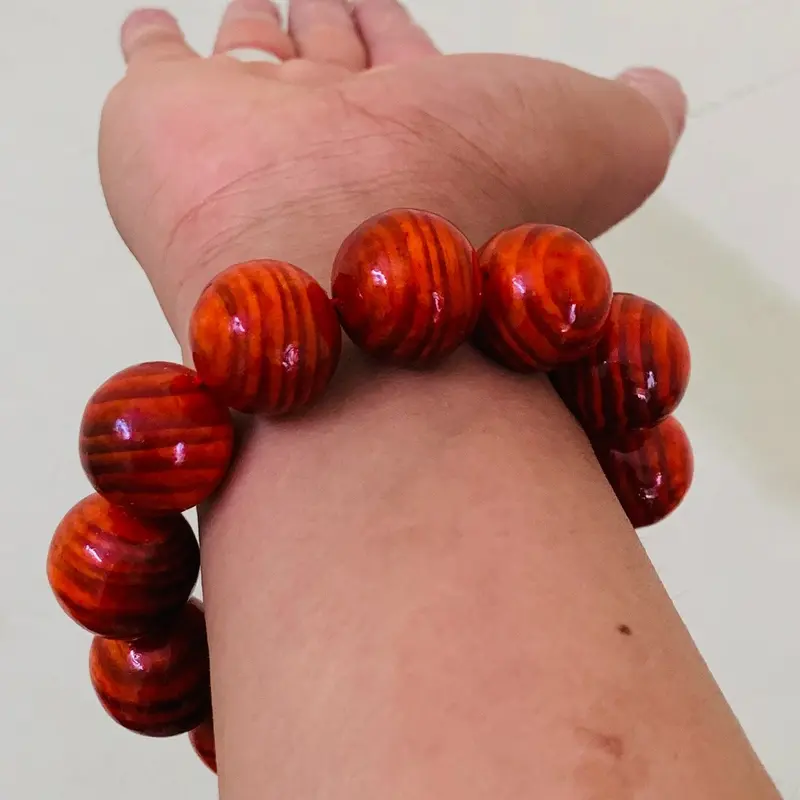 Vòng Tay Phong Thuỷ Gỗ Huyết Long - Huyết Rồng Size 20 Ly Hạt Tròn Vân Đẹp ( Tặng Hộp) Phụ Kiện 2