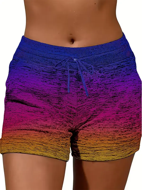 Women's Ombre Print Shorts, Casual Comfy Breathable Shorts for Daily Wear, Ladies Bottoms for All Seasons 0