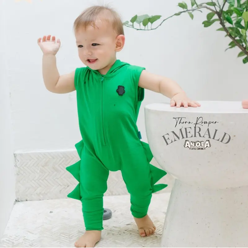 Romper dino emerald - baju dinosaurus anak - baju bayi- romper -jumpsuit- kostum dinosaurus anak bayi - kostum bayi binatang -kostum anak 7