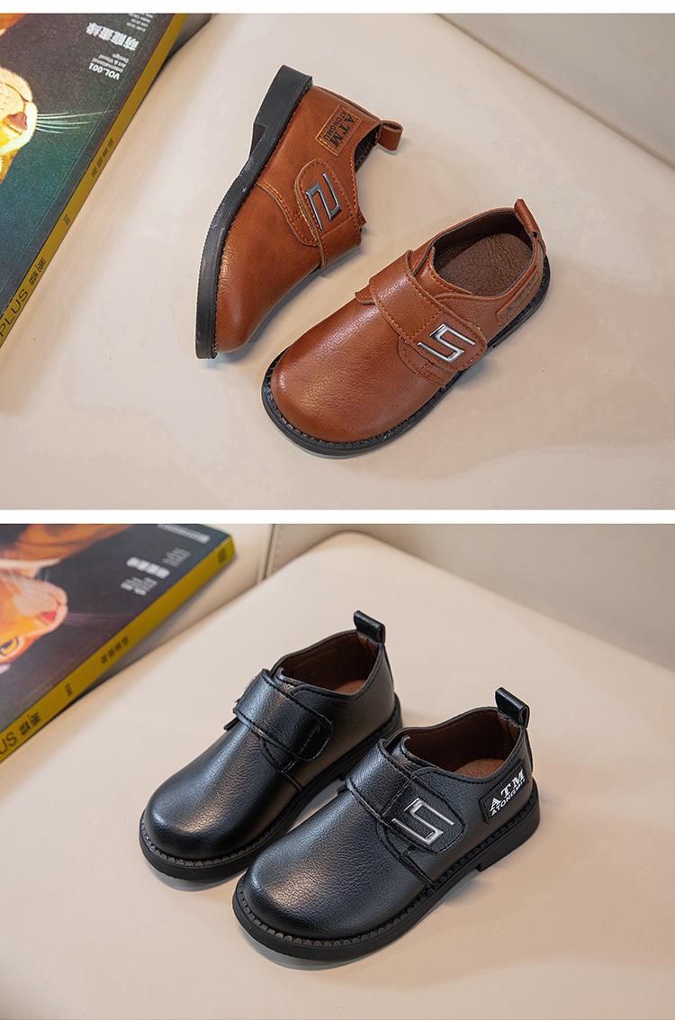 Product Introduction of Spring and Autumn New Black Breathable Casual British Leather Shoes Hollow Velcro Hole Student Soft Bottom Lazy Boy's Shoes 17