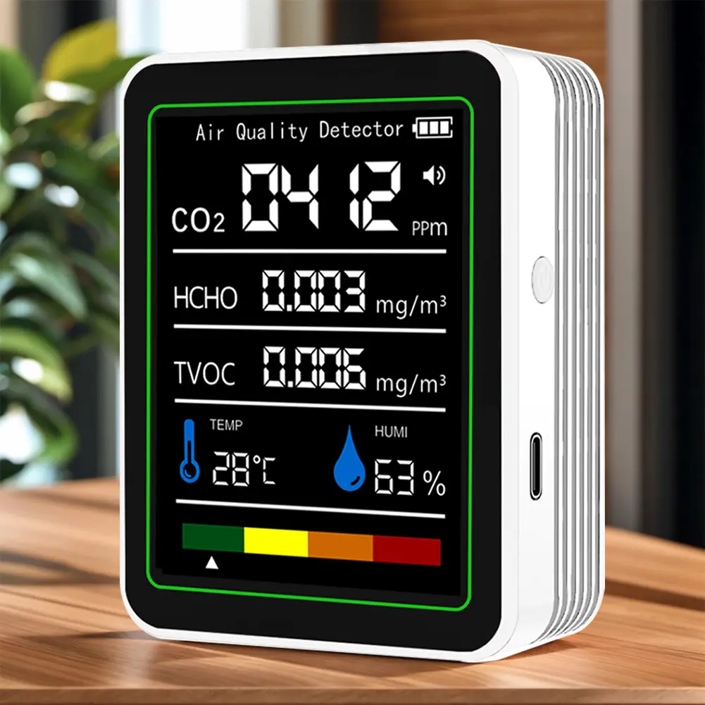 5 In 1 Formaldehyde Monitor Carbon Dioxide Detector Home Air Quality ...