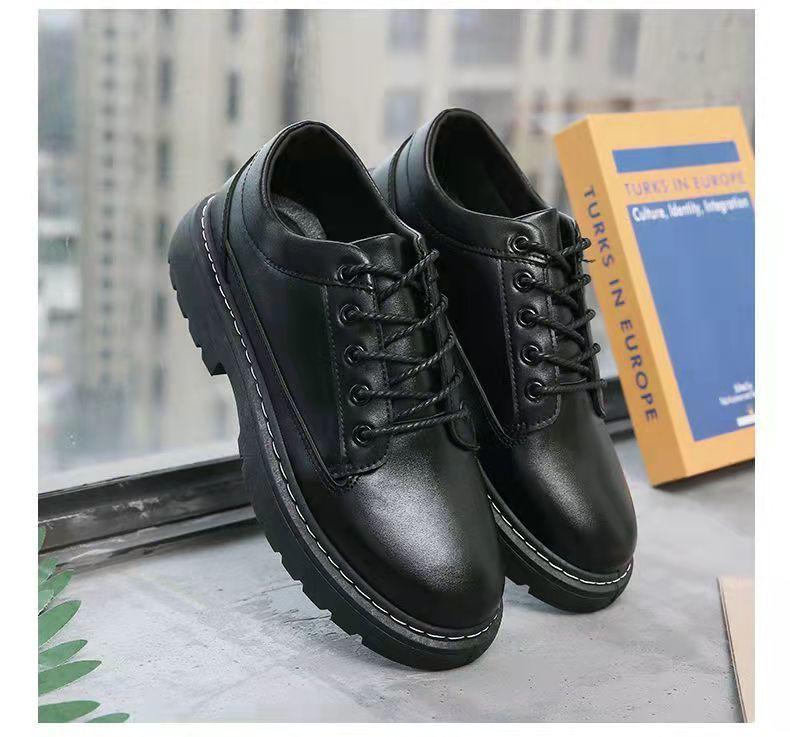 Product Introduction of Leather shoes men's all-match casual height increasing insole shoes men's black student youth leather shoes 17