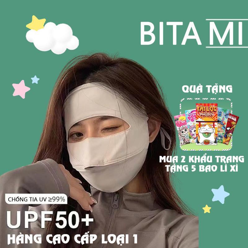 [MUA 3 TẶNG 10 KT Y TẾ] Khẩu trang vải che kín mặt chống tia UV BITAMI, chống nắng UPF 50+, che trán ninja, dành cho cả nam và nữ  Women Phụ Kiện Len Pin