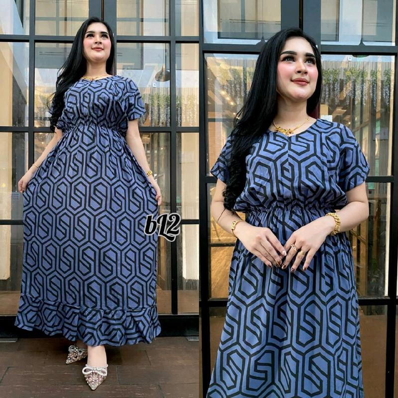 DASTER/DRESS MANOHARA Katun Busui Dress Lembut Rayon Rempel Tebal Kancing resleting 3