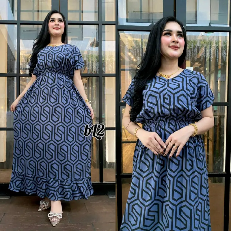 DASTER/DRESS MANOHARA Katun Busui Dress Lembut Rayon Rempel Tebal Kancing resleting 2