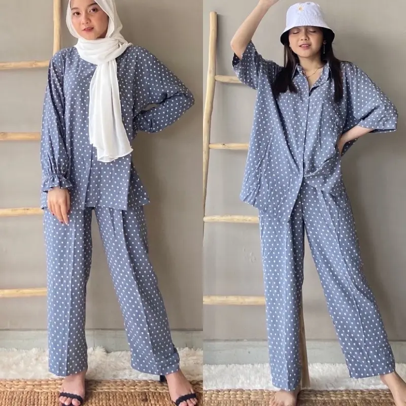 Baju Tidur Piyama Wanita Katun Rayon Pajamas Dewasa One Set Tiedye Motif