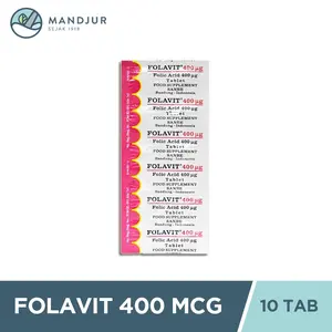 Folavit 400 Mcg Strip 10 Tablet - Suplemen Asam Folat Ibu Hamil
