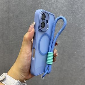 Cordón magnético de la caja del celular con de succión, cubierta protectora del teléfono de color sólido, accesorios del teléfono compatibles con iPhone 11 12 13 14 15 Pro Max, carcasa